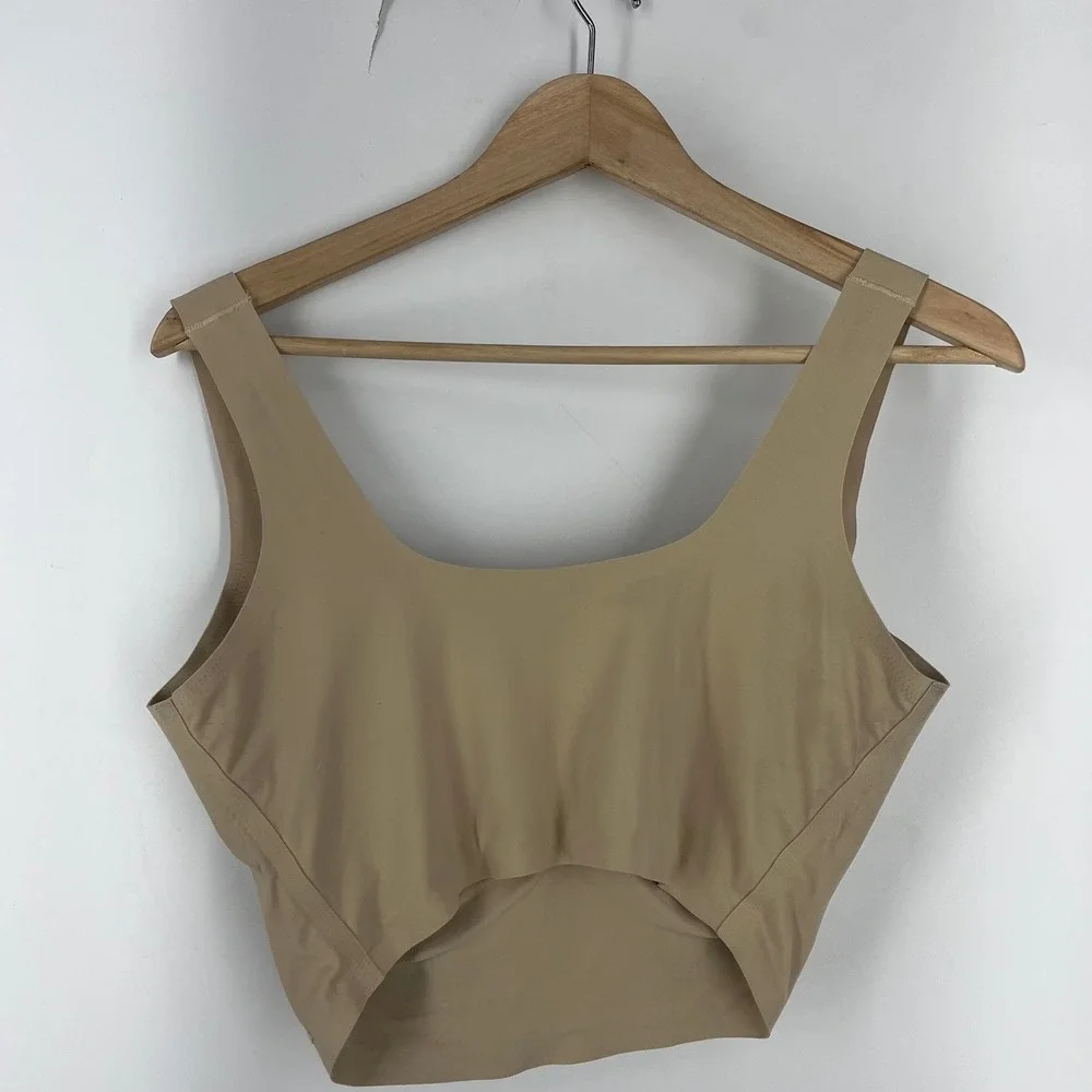 SKIMS Womens Seamless Scoop‎ Neck Bralette Sand Beige Wireless Bra